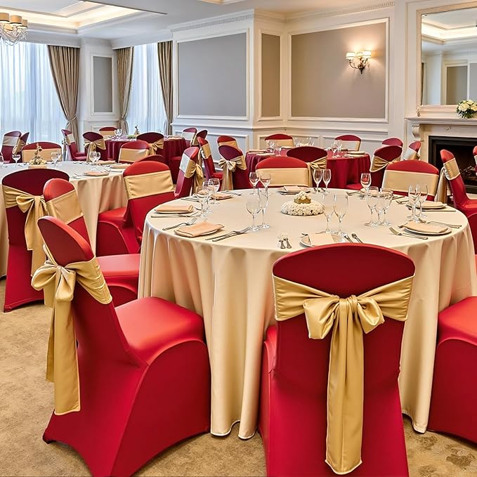 VEVOR Chair Covers, Polyester Spandex Chair Cover, Stretch Slipcovers for Wedding Party Dining Banquet Flat-Front Chair Covers (Red-a, 50PCS)