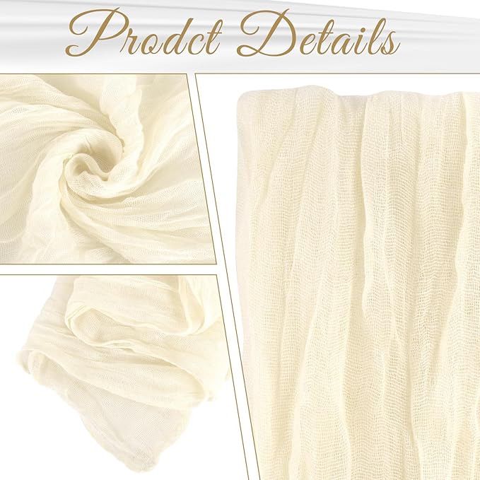 60 Pack Gauze Cheesecloth Napkins 20 x 20 Inch Wrinkled Dinner Napkins Rustic Boho Table Napkins Decorative Cloth Napkins for Weddings Parties Event Family Dinner Table Decoration (Ivory)