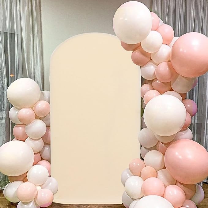 MODFUNS Beige Arch Backdrop Cover 6.6FT Wedding Arch Covers Chiara Arch Cover Backdrop Fabric Arch Covers Stretchy Back Drop Chiara Covering for Birthday Party Garden Ornament