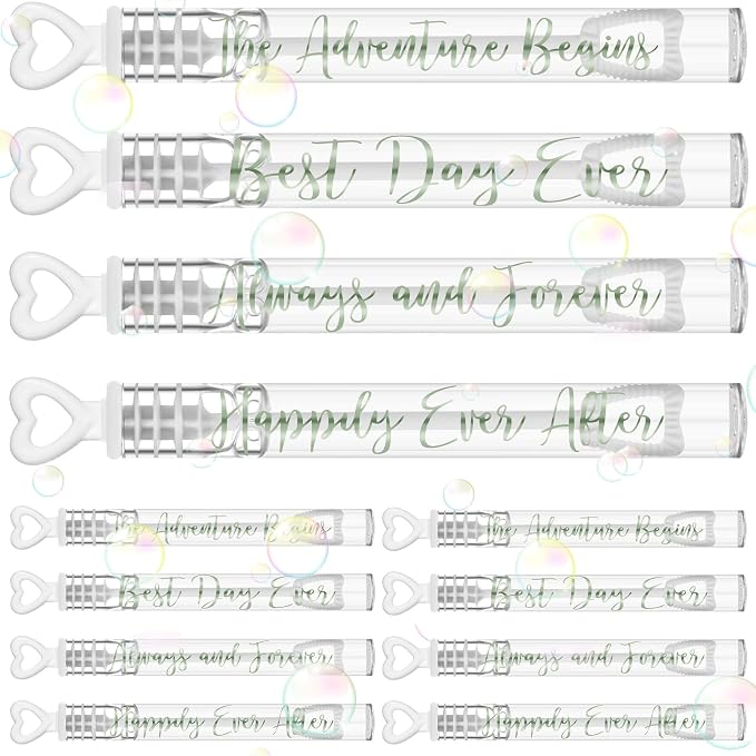 Hollowfly 120 Pack Sage Green Wedding Mini Bubble Wands for a Wedding Bulk White Heart Bubble for Guests Send Off Wand Adults Bridal Exit Shower Party Supplies Valentine Anniversaries Celebration