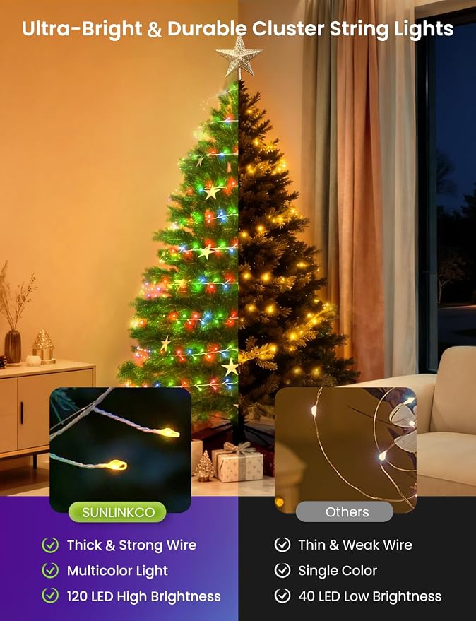LED Fairy Lights USB Powered String Lights, 33Ft 400 LED Multicolor Firecracker Cluster Twinkle Light with Remote, Waterproof Wire Starry Light for Christmas Tree Party Bedroom Window DIY Craft Decor