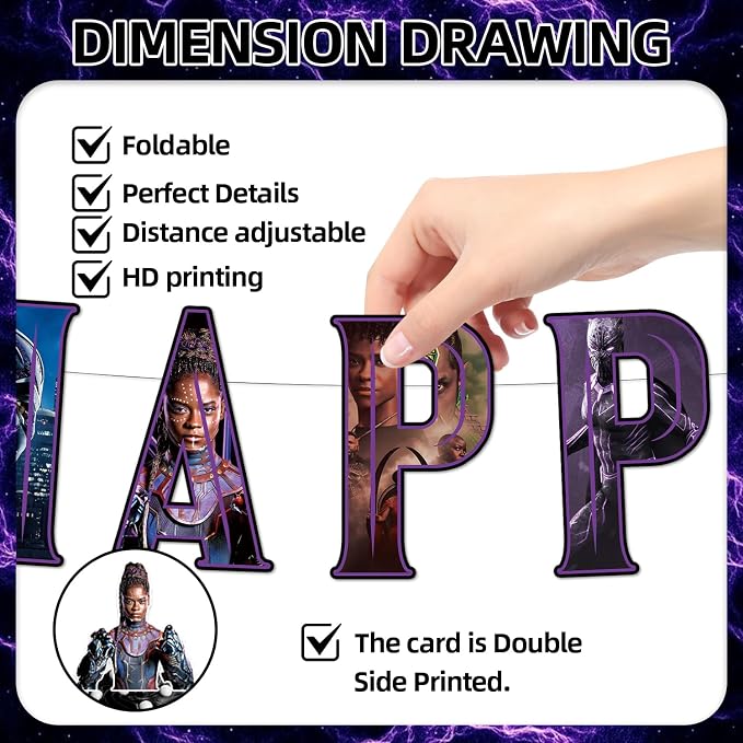 42Pack Black Panther Party Supplies Kit Set Include Banner ,Cake Topper ,Backdrop ,Balloons for Party Decorations (YE5)