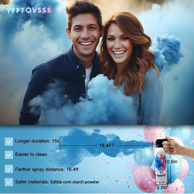 Gender Reveal Fire Extinguisher-2 Packs Blue Gender Reveal Smoke Spray Set for Baby Boy-Biodegradable Party Supplies Ideas & Decorations for Baby Shower (Blue Large)