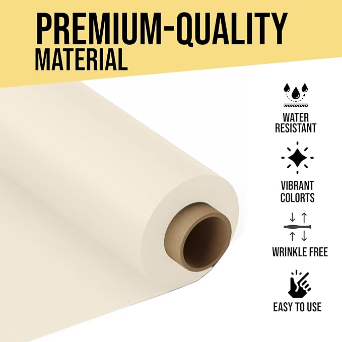 Party Solids 66% Thicker Premium Ivory Plastic Table Cover Roll 40" X 100' Table Cloth Plastic Cover Roll Quality Thick Banquet Rolls Disposable Tablecloth Rolls Strong American Based Company