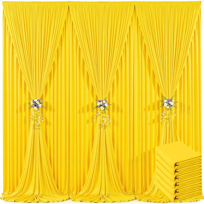 30ft x 10ft Yellow Backdrop Curtain for Parties Yellow Wrinkle Free Backdrop Drapes Panels for Birthday Party Baby Shower Wedding Photo Photography Polyester Fabric Background Decoration
