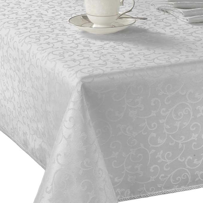 Lenox Opal Innocence Tablecloth, Platinum - 60"W x 84"L