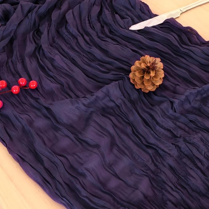 8 Pack Dark Purple Cheesecloth Table Runner 120 Inch 10FT Gauze Cheese Cloth for Baby Shower, Banquet, Theme Party, Wedding Decoration