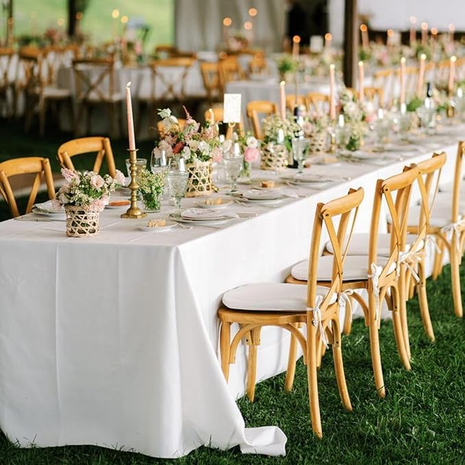 10 Pack White Table Cloth Rectangle 60 x 102 Inch, Rectangle Tablecloth for 6ft Tables, Stain and Wrinkle Resistant Polyester Washable Fabric Tablecloth for Wedding Banquet, Restaurant, Parties