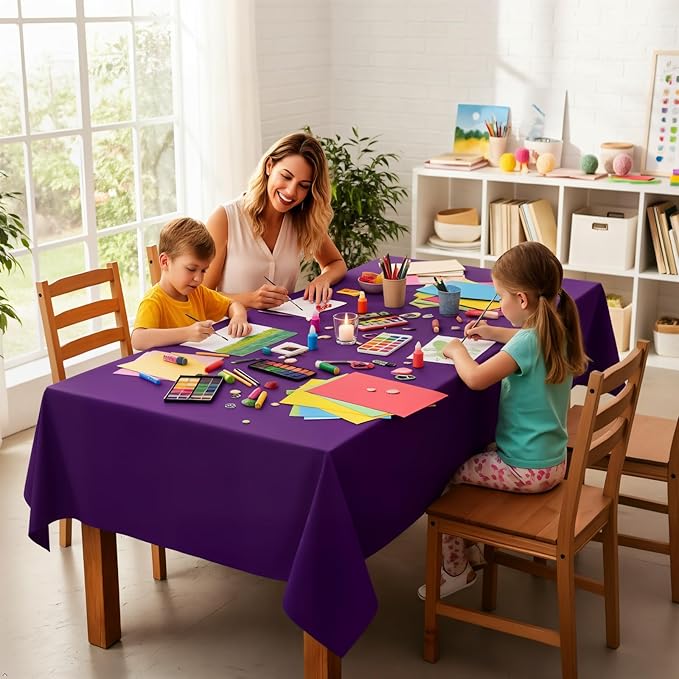 8 Packs Purple Tablecloth Rectangle 60x102 Inch Rectangular Table Cloth for 6 Foot Rectangle Tables, Wrinkle Resistant Polyester Fabric Tablecloth Washable Table Cover for Wedding Party Decor