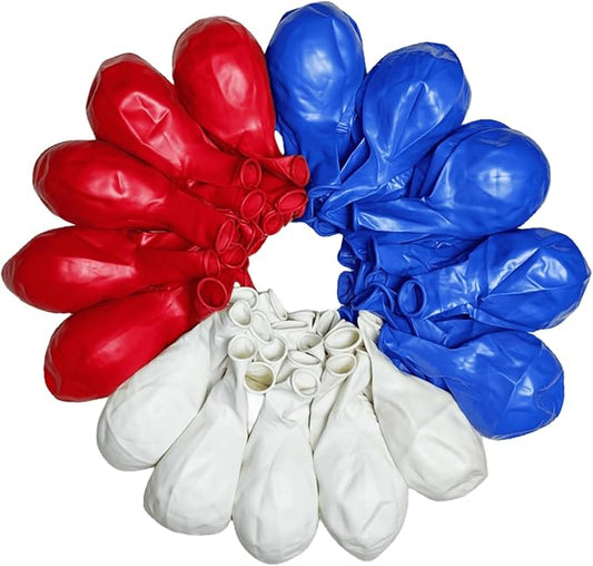 90 Pack Red White Blue Balloons 18 Inch Latex Party Balloon in Bulk for Patriotic Party Supplies, Memorial Day, 4th of July, Veterans Day, Wedding, Baby Shower