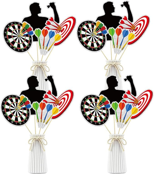 Set of 16,Darts Theme Centerpiece Sticks,Target Dart Table Toppers,Gun Shooting Crosshairs Party Decoration Supplies, Birthday Decoration.
