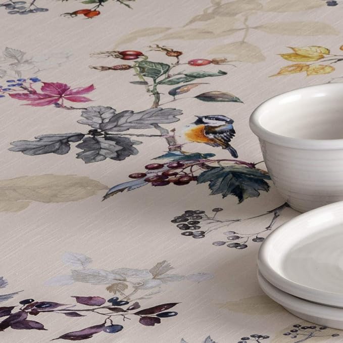Maison d' Hermine Table Cloth Rectangle Table 100% Cotton 70 x 140 Inches Fall Tablecloth Reusable Everyday Use for Thanksgiving Christmas Decorations Dining Farmhouse Party (Equinoxe - Beige)
