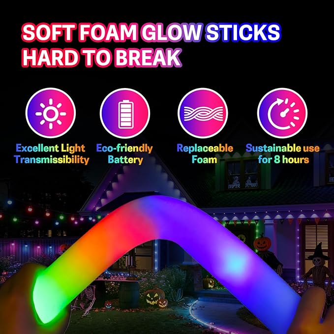 12pcs Foam Glow Sticks,Party Favors Supplies,3 Flashing Modes Glow In The Dark Party Supplies, Light Up Foam Sticks for Wendding Raves Camping Outdoor