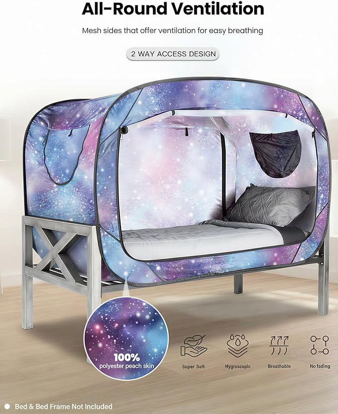 ANC POP Bed Tent Twin Bed Canopy Portable Dream Tent for Adult Indoor Sleeping Tents with 2 Doors Breathable Private Space Tents, Unicorn
