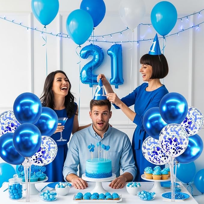 TONIFUL 4 Set Blue Balloon Stand Centerpieces for Table,Balloon Table Stand Kit,Blue Balloon Decorations for Birthday,Fathers Day,Baby Shower,Retirement,Class of 2026 Graduation Decorations