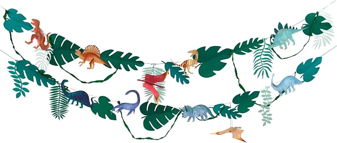 Meri Meri Dinosaur Kingdom Party Banner (Pack of 1), 10' Party Garland Including Excess Cord