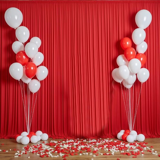 10 Panels 5x10ft Red Backdrop Curtains for Parties, Wrinkle Free Red Photo Backdrop Drapes Back Drop Cloth Drapery for Wedding Birthday Photography Baby Shower Background Decor
