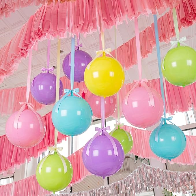 Civaner 26 Sets Pastel Classroom Decorations 4d Large Pastel Balloons for Ceiling with Satin Ribbon Back to School Hanging Ceiling Balls with Bows for Teacher Welcome Party Birthday Wedding