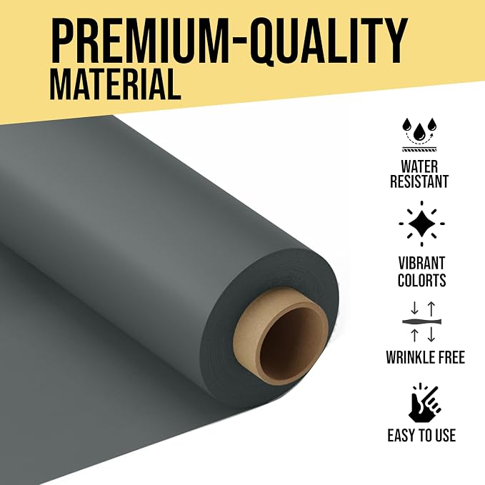 Party Solids 66% Thicker Premium Silver Plastic Table Cover Roll 40" X 300' Table Cloth Plastic Cover Roll Quality Thick Banquet Rolls Disposable Tablecloth Rolls Strong American Based Company
