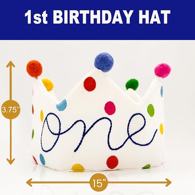 Personalized Hand Embroidered Birthday Hats Unique Happy Birthday Crowns Cute Party Hat for Boy Girl Fit All Ages