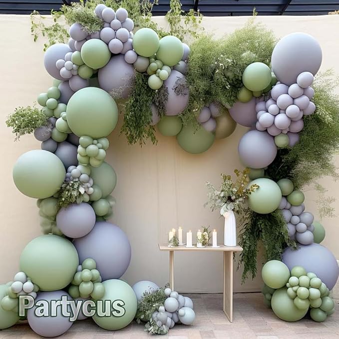 Dusty Green Balloons Different Sizes - Double Stuffed Light Olive Green Balloon Arch Garland Kit for Neutral Baby Shower Birthday Bridal Wedding Easter Party Decoration