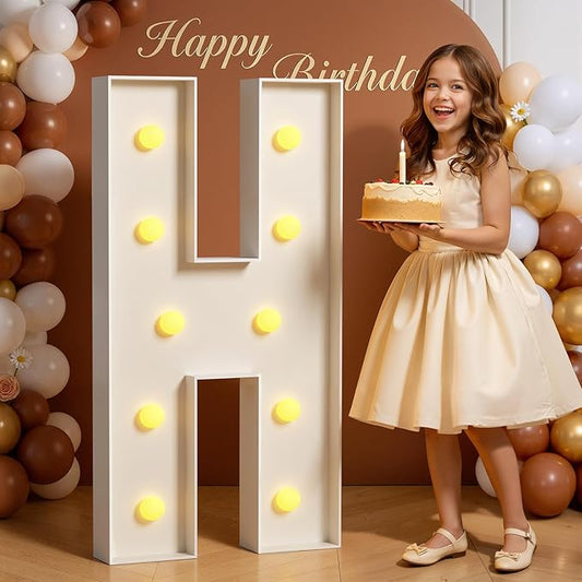 Marquee Letters 4 Feet Tall 4FT Large Light Up Letters H for Birthday Wedding Engagement Party Decorations Will You Marry Me Sign Yard Pre-Cut Foam Board