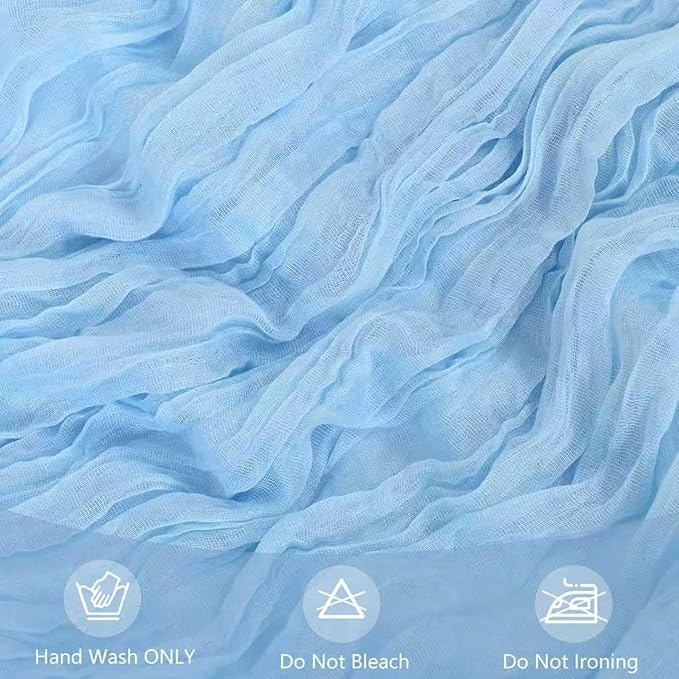 10 Pack Baby Blue Cheesecloth Table Runner 10FT Boho Gauze Fabric Cheese Cloth Table Runners for Wedding ,Party,Baby Shower, Bridal Party, Rustic Farmhouse and Table Decorations