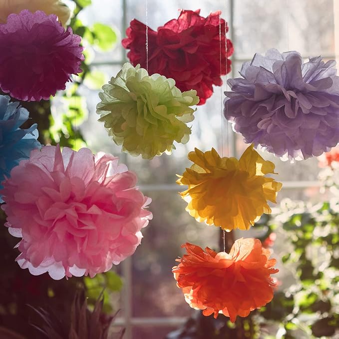 Tissue Paper Pom Poms - Large Tissue Paper Flowers for Fiesta Parties, Baby Shower Decorations, Flower Birthday Decorations and More - Colorful Party Decor by Avoseta (20 Piece Set, Multicolor)