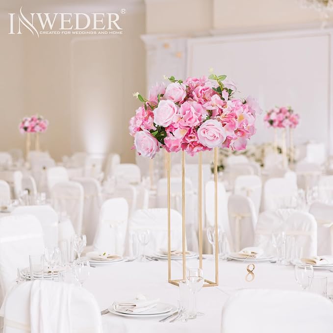 Pink Flowers Balls for Centerpieces: 10 PCS 14.2" Diam Flower Centerpieces for Tables in Wedding Reception Decorations Arrangement for Party Celebration Planners