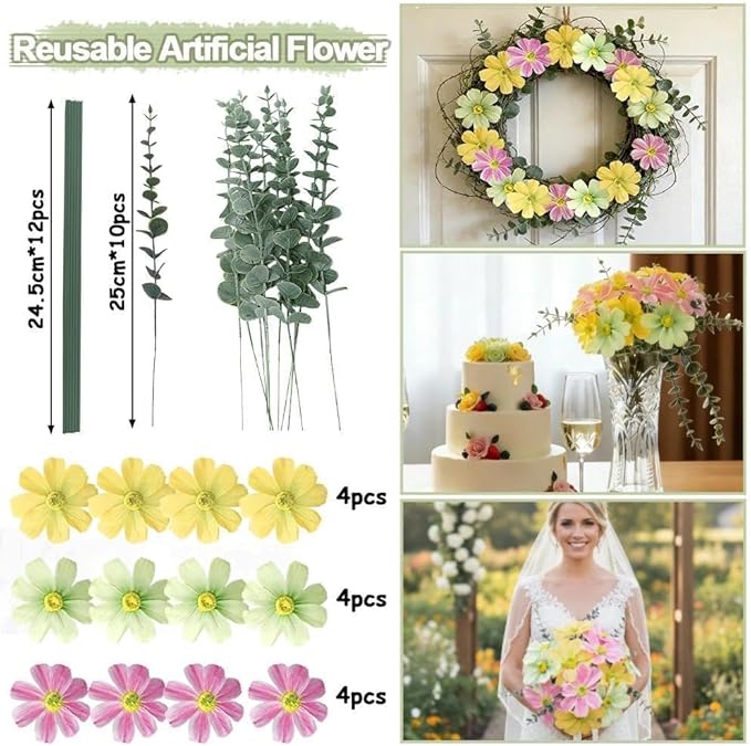 Pastel Pink Yellow Green Balloon Arch with Artificial Flower Double Stuffed Dusty Green Pink Peach Mauve Balloon Garland Kit for Tea Party Wildflower Spring Birthday Baby Shower Fairy Party Decor
