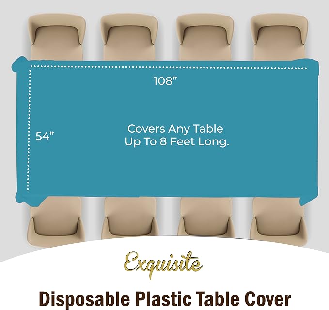 Exquisite Turquoise Tablecloths for Rectangle Tables 48 Pack Plastic Table Cloth Disposable 54" X 108" Turquoise Table Cloths Rectangle Tablecloth Plastic Tablecloths Rectangular Party Supplies