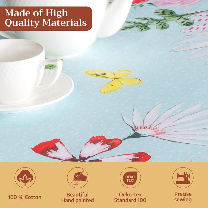 Maison d' Hermine Table Cloth Square Table 100% Cotton 54 x 54 Inches Tablecloth Reusable Decorative for Dining Kitchen Room Farmhouse Party Home Hotel Restaurant Spring Summer - Jardin D'Ete - Mint