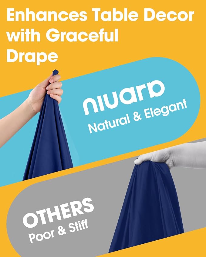 Niuara Navy Blue Rectangle Table Cloth - 6 Pack, 60" x 102" Washable Polyester Tablecloth for 5FT Tables, Wrinkle-Resistant Table Cover for Weddings & Parties