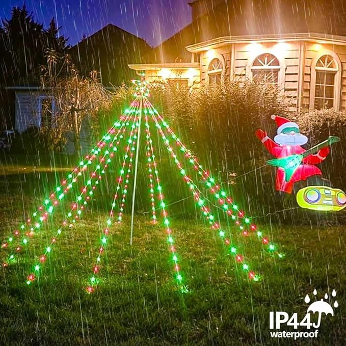 YEGUO Battery Operated String Lights, 2 Pack Each 33ft 100 LED Twinkle Fairy Lights Outdoor Waterproof, 8 Modes Clear Wire Red and Green Christmas Lights Indoor with Remote