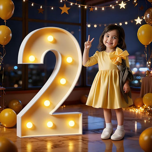 Marquee Numbers 3FT Large Light Up Numbers 2nd 12th 21st Two Fast Birthday Decorations Graduation Decorations 2026 Big Yellow Light Outdoor Anniversary Decorations Balloon Arch Kit Party Backdrop 2