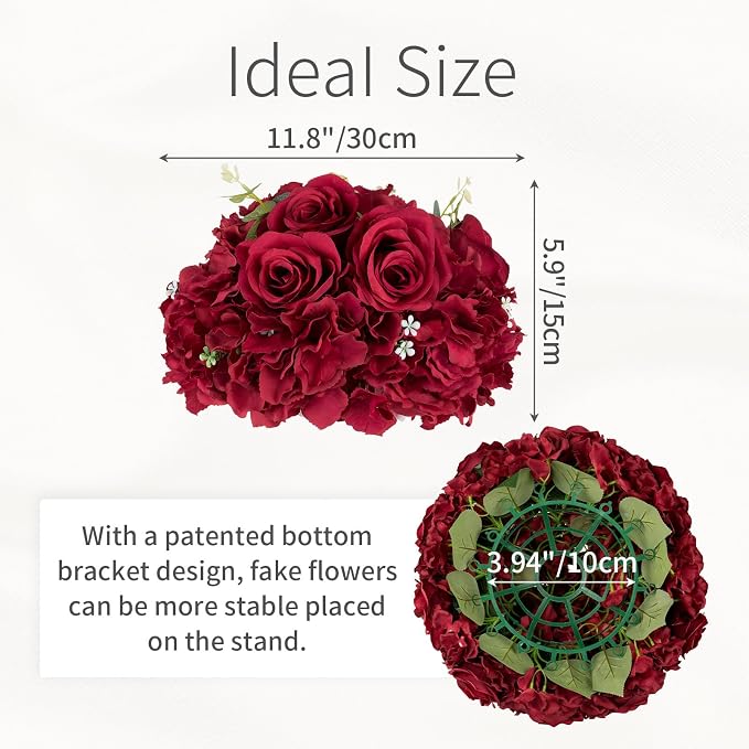 Red Roses Flowers Balls for Centerpieces: 6 PCS 11.8" Diam Flower Centerpieces for Tables in Wedding Reception Decorations Arrangement for Party Celebration Planners