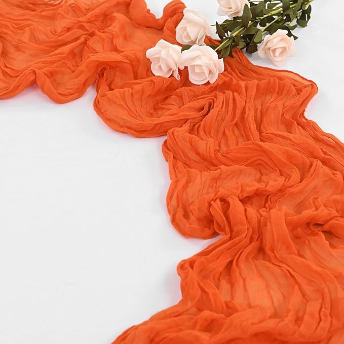 12 Pack Cheesecloth Table Runner, 35 x 120 Inch Boho Orange Cheese Cloth Table Runner 10 ft Gauze Table Runners for Wedding Baby Shower Party Birthday Home Decorations
