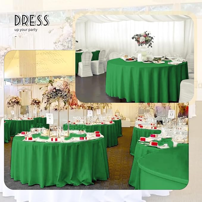 YMHPRIDE 6 Pack Round Tablecloth Green Table Cloth 120 Inch Polyester Round Table Cloth,Green TableCloths Round Washable Fabric Table Covers for Wedding,Party,Dining,Banquet