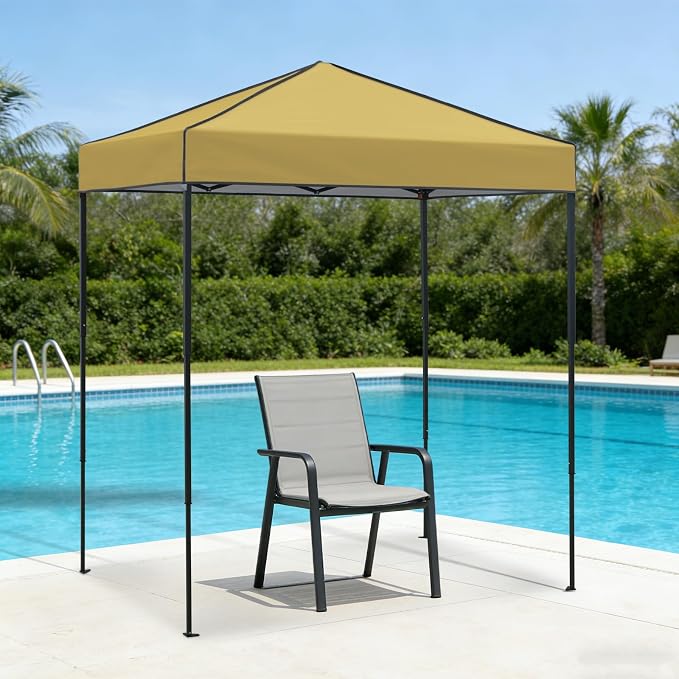 6x4 Pop Up Canopy Tent, Instant Portable Beach Canopy, Outdoor Tent with Carry Bag for Camping, Sports, Tailgating, Events, Beige