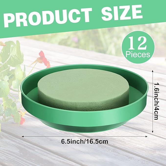 12 Sets Large Flower Foam with Bowl Kit 6.5 Inch Round Floral Foam Blocks Bulk DIY Green Flower Arrangement Supplies Floral Arranging Kit for Wedding Birthday Party Table Centerpiece Decorations