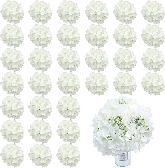AVIVIHO 65pcs White Flowers Hydrangea Artificial Flowers Bulk Ivory White Fake Flowers Faux Hydrangea Silk Flowers with Stems Perfect for Weddings Centerpieces Wreath Home Garden Party Decoration