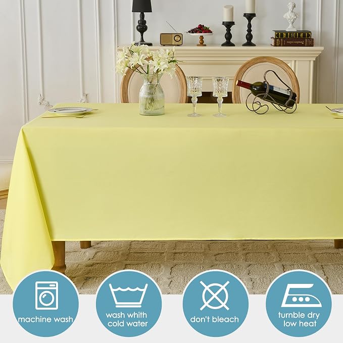 VidaFete Tablecloth 10 Pack 90 * 132inch Rectangle Table Cloth Polyester, Stain Wrinkle Resistant Polyester Dining Table Cover for Kitchen Dinning Party Wedding Rectangular Buffet Decoration(Yellow)