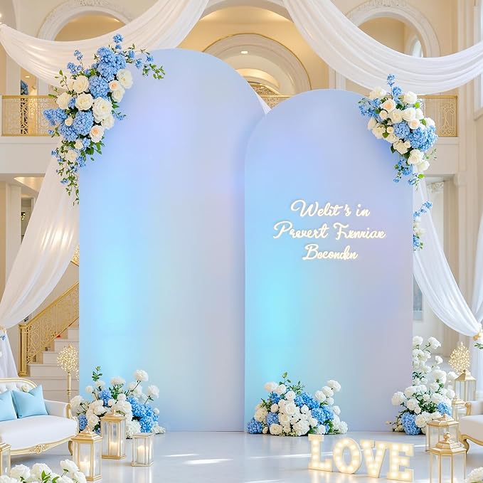 Silver White Arch Covers 7.2 and 6ft Sequin Sparkly Birthday Party Arch Backdrop Covers Set of 2 Spandex Shimmer Balloon Arch Stand Cover for Wedding Bridal Shower Baby Shower Photo Arches Background