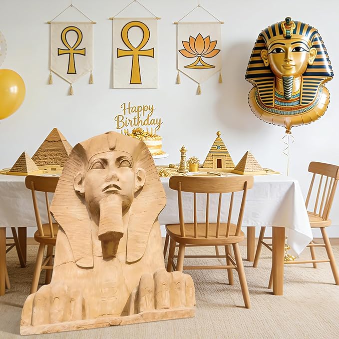 3.8 Ft Sphinx Cardboard Cutout Life Size Egyptian Statue Standee Ancient Egypt Stand Up Backdrop Props for Egyptian Theme Party Decor Indoor Outdoor Classroom Museum Events Photo Booth