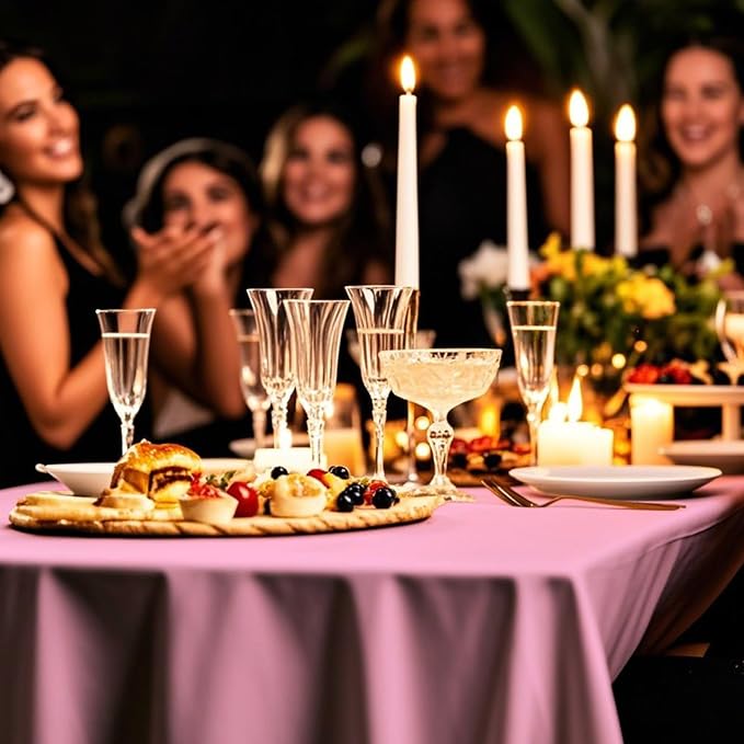 54IN X 160FT Plastic Table Cover Roll with Cutter Box, Cut to Size Plastic Table Cloths for Parties, Birthday, Disposable Tablecloth Roll for All Shape Tables (Pink, 54 Inch X 160 Feet)