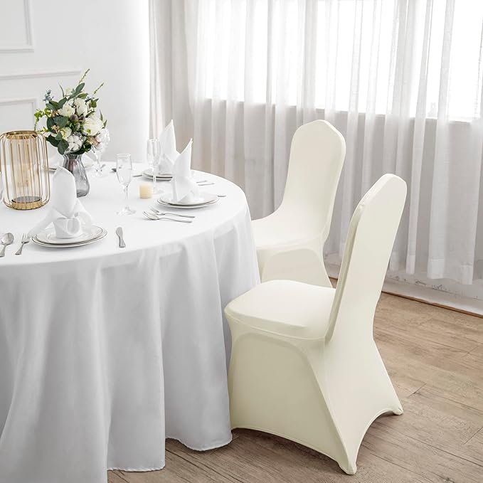 Spandex Chair Covers, 12PCS, Washable Protector for Living Room, Party, Banquet, Wedding, Hotel (Ivory)