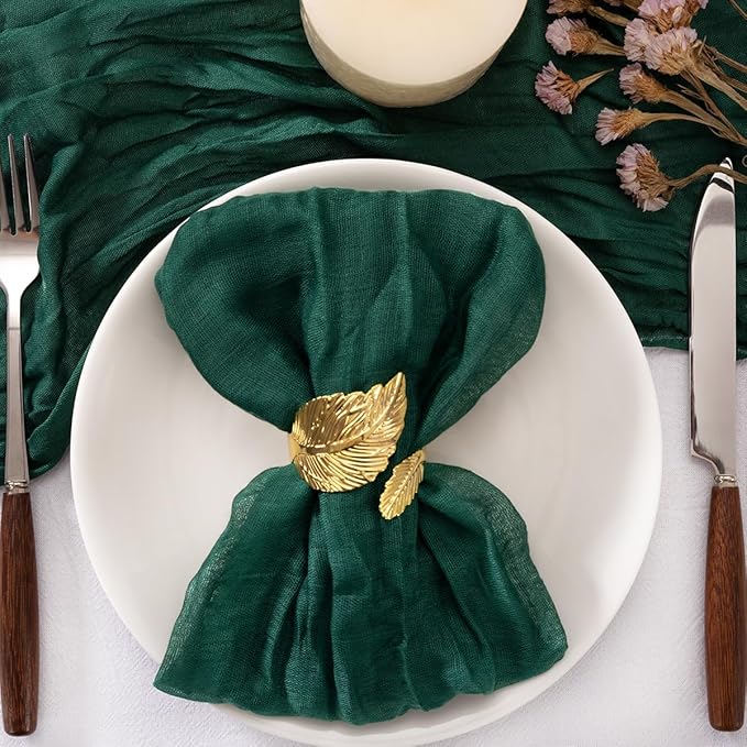 50 Pack Emerald Green Cheesecloth Napkins Cloth Dark Green Spring Summer Dinner Cloth Napkins Set of 50 Bulk 21x21 Inches for Wedding Baby Bridal Shower Birthday Dinner Party Decor