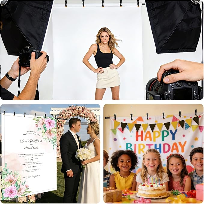 8 * 5FT Backdrop Stand, Metal Base Photo Studio Support System, Adjustable Backdrop Frame for Photography, Streaming, Wedding, Projector Screen, Tool Free Setup & Portable Carry Bag