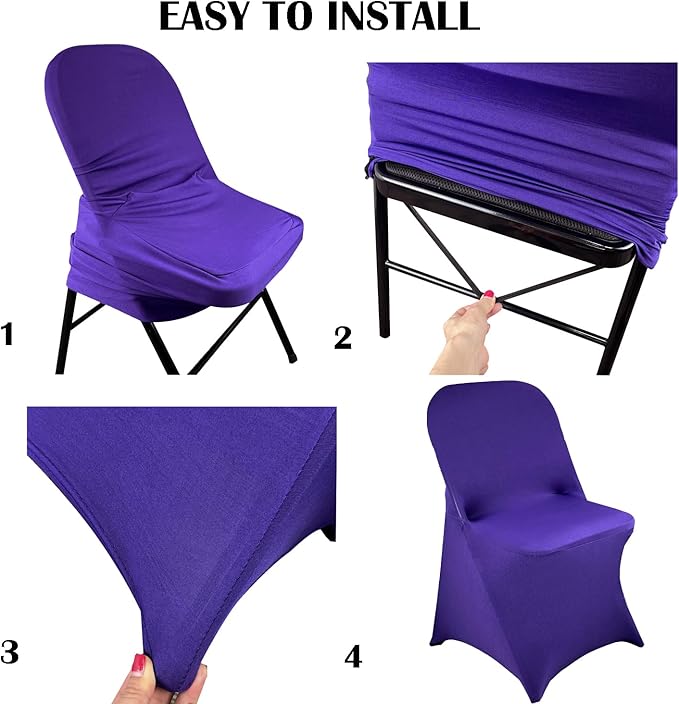 40PCS Stretch Spandex Folding Waterproof Chair Covers,Universal Fitted Chair Cover Protector for Wedding Party Banquet Holidays Celebration Decoration(Purple)
