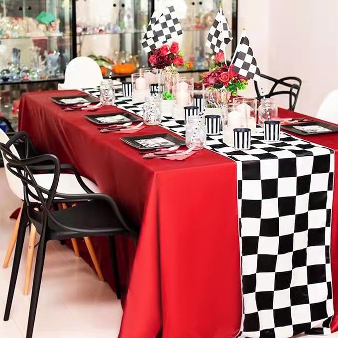12 Pack Polyester Tablecloth -60 x 126 Inch Red Table Cloth for 8 Feet Rectangle Tables, Stain and Wrinkle Resistant Washable Fabric Table Cover for Wedding Party Banquet Restaurant Kitchen